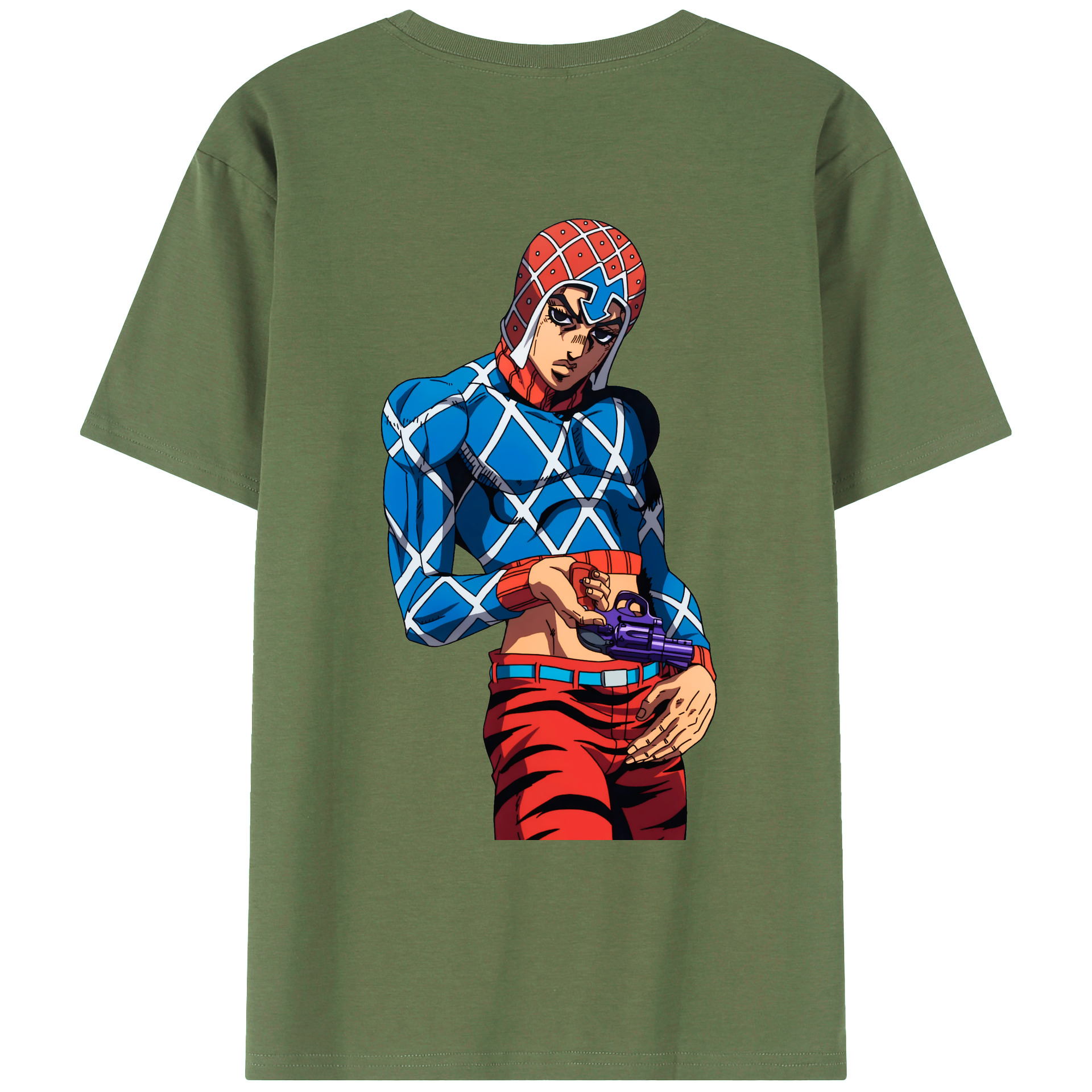 （画像用） ジョジョの奇妙な冒険 グイード?ミスタ JoJo's Bizarre Adventure Guido Mista 綿100％ メンズ半袖Tシャツ（バックプリント） 通気性